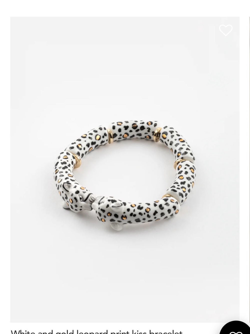 NACH White and Gold Leopard Print Kiss Bracelet
